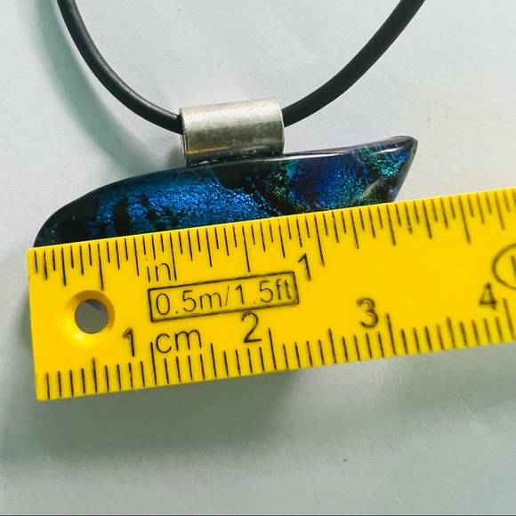 Blue Wave Art Glass Dichroic Pendant Blue Pendant Blue Lavender - Picture 4 of 5